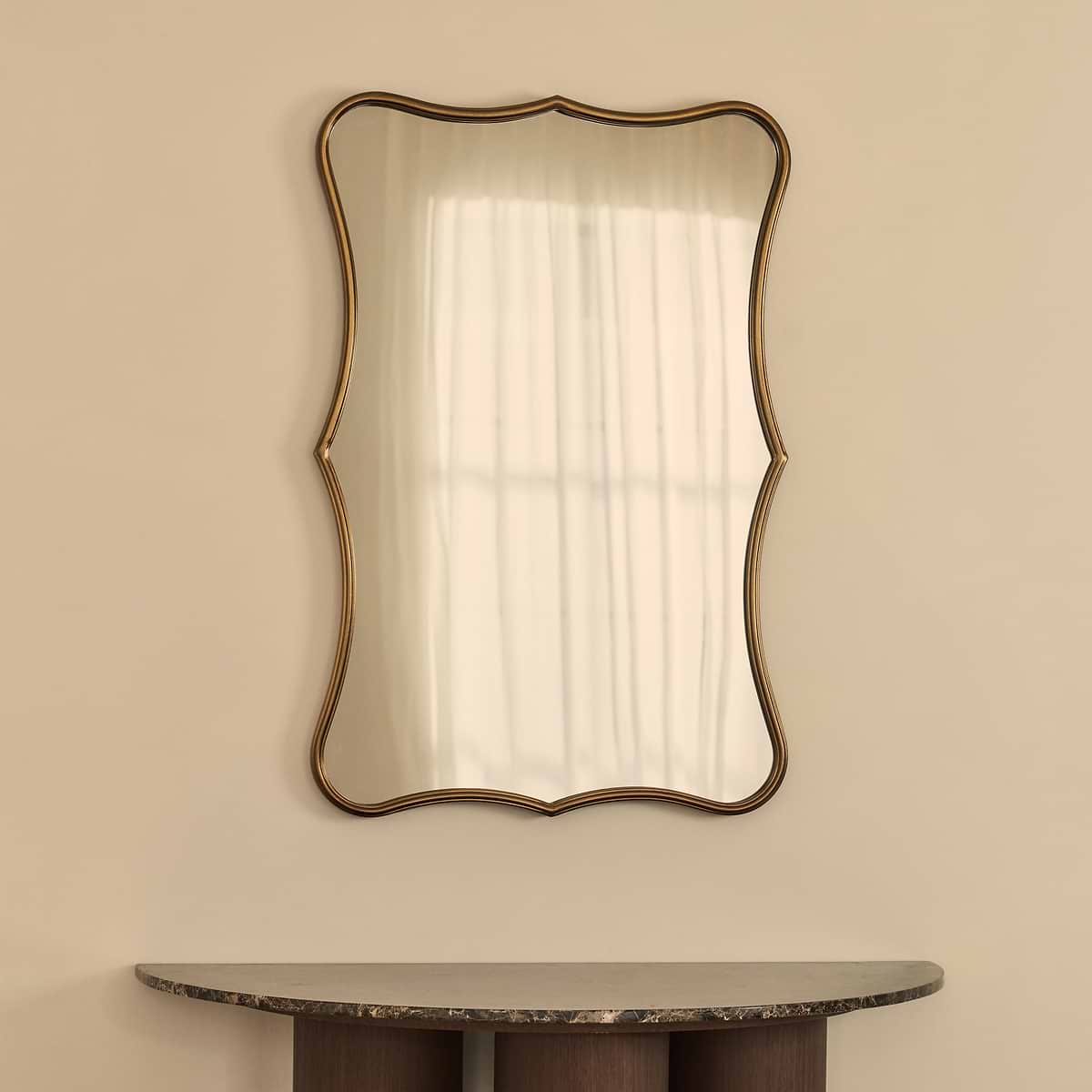 Elise - Gold Art Deco Metal Overmantle Mirror 90cm x 60cm