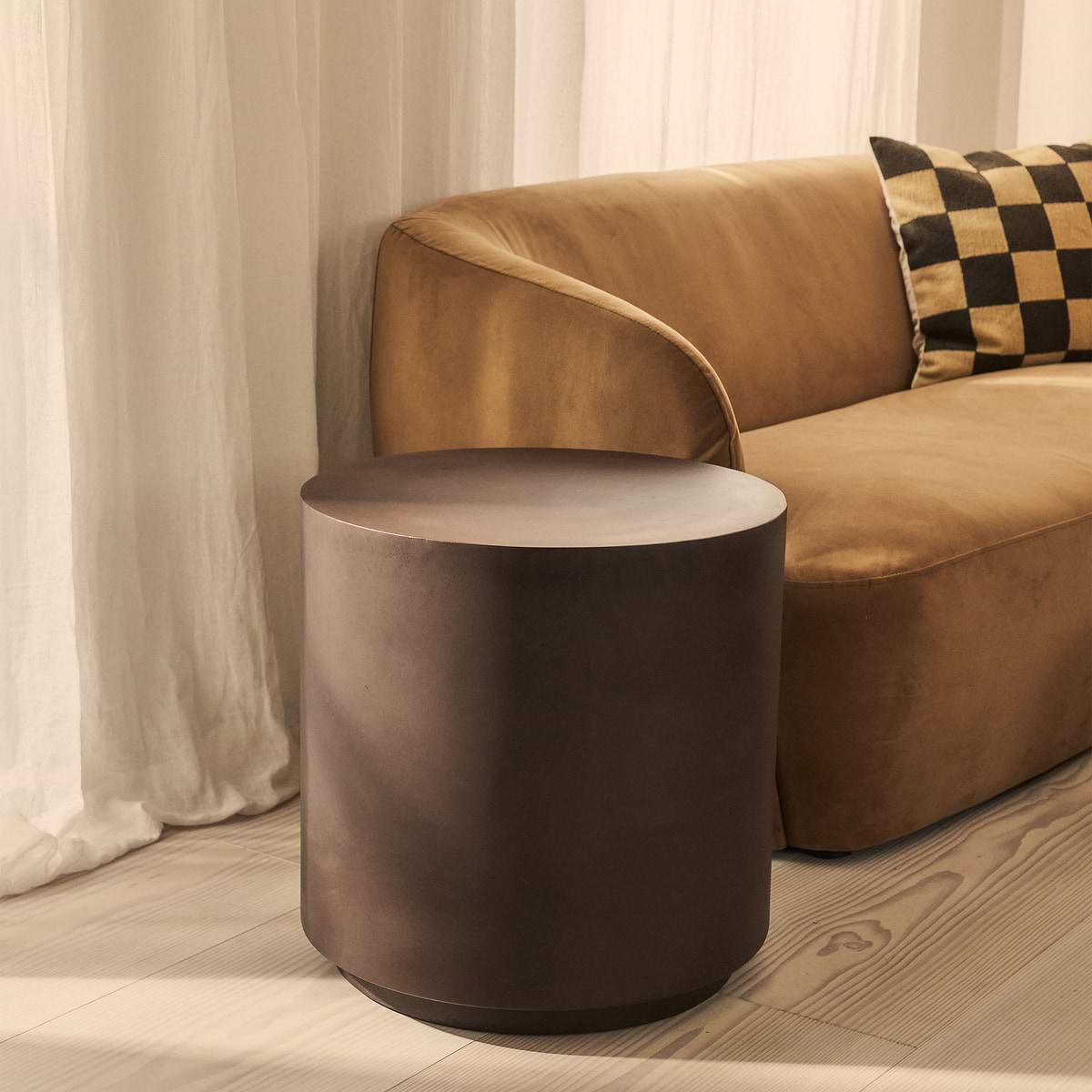 Angelo - Minimal Chocolate Brown Round Side Table