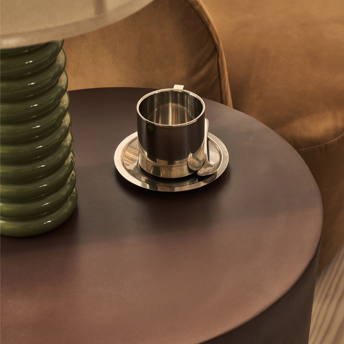Angelo - Minimal Chocolate Brown Round Side Table