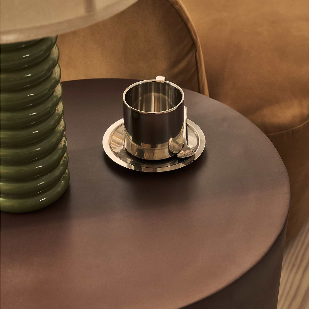 Angelo - Minimal Chocolate Brown Round Side Table
