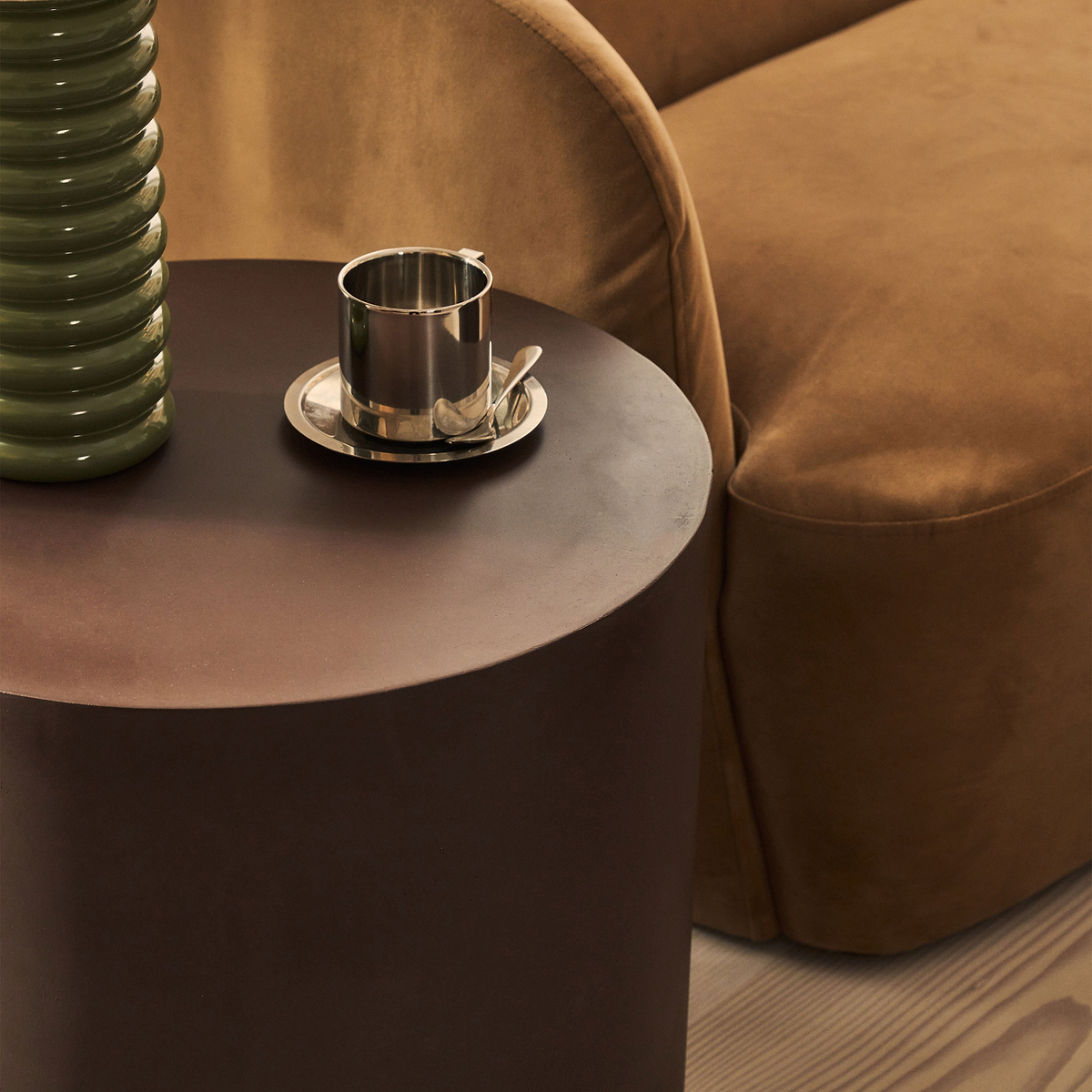 Angelo - Minimal Chocolate Brown Round Side Table