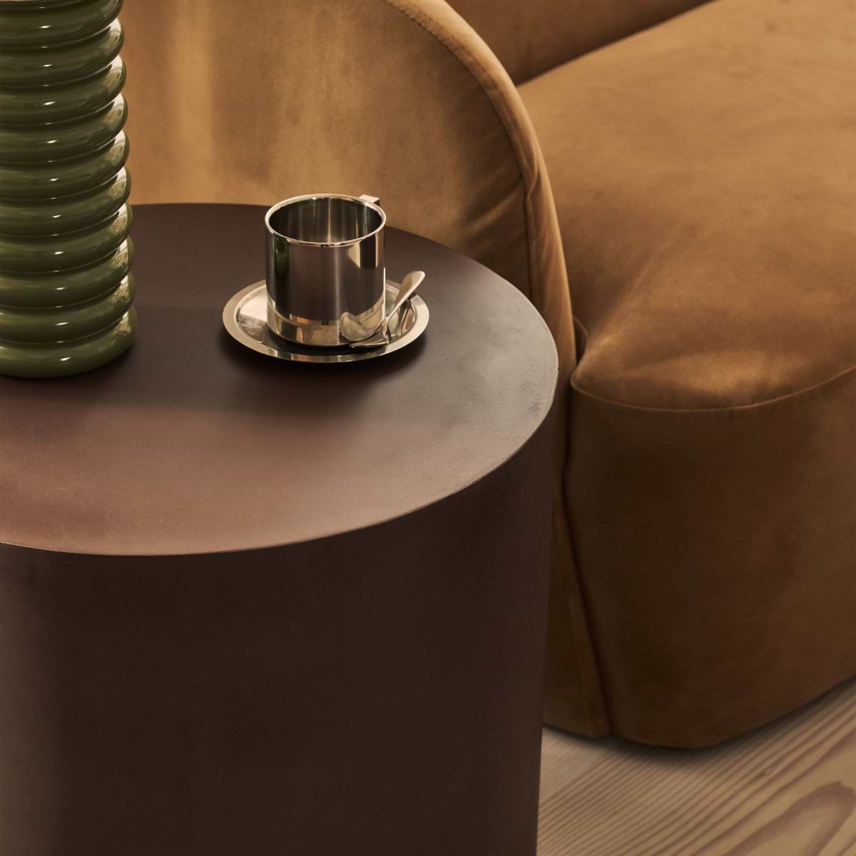 Angelo - Minimal Chocolate Brown Round Side Table