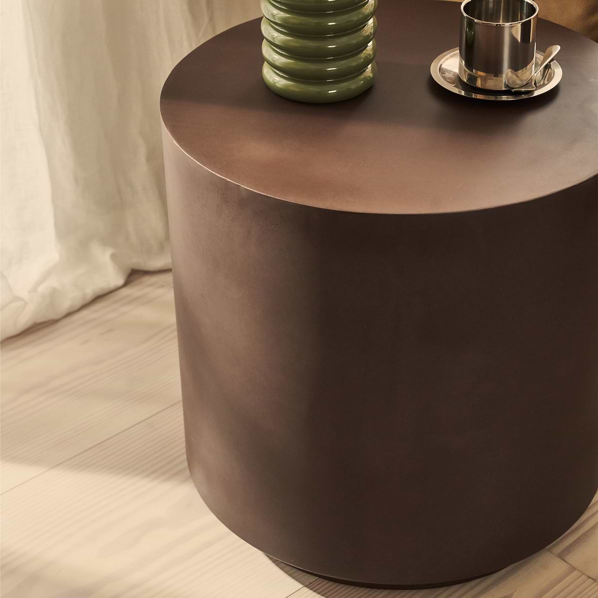 Angelo - Minimal Chocolate Brown Round Side Table