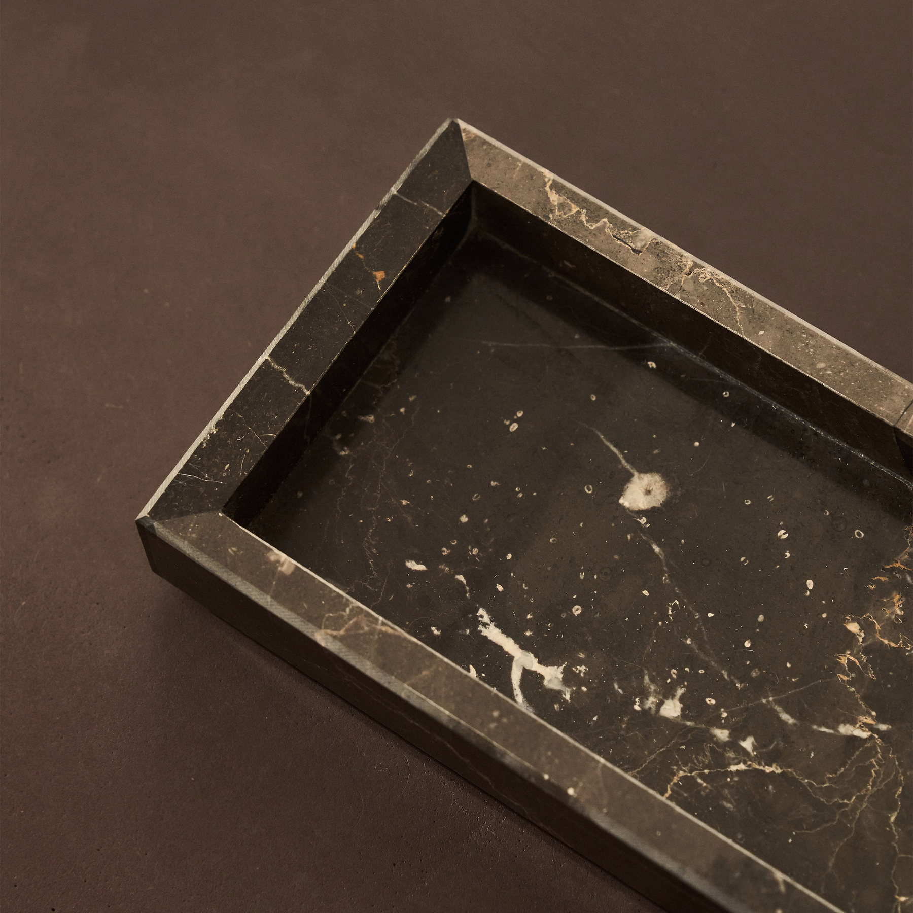 Travara - Dark Emperador Marble Rectangular Decorative Tray
