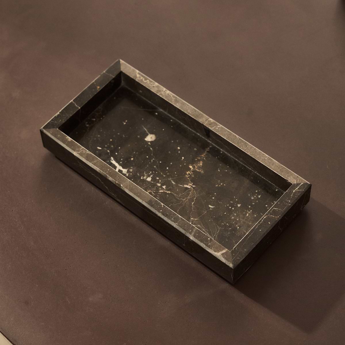 Travara - Dark Emperador Marble Rectangular Decorative Tray
