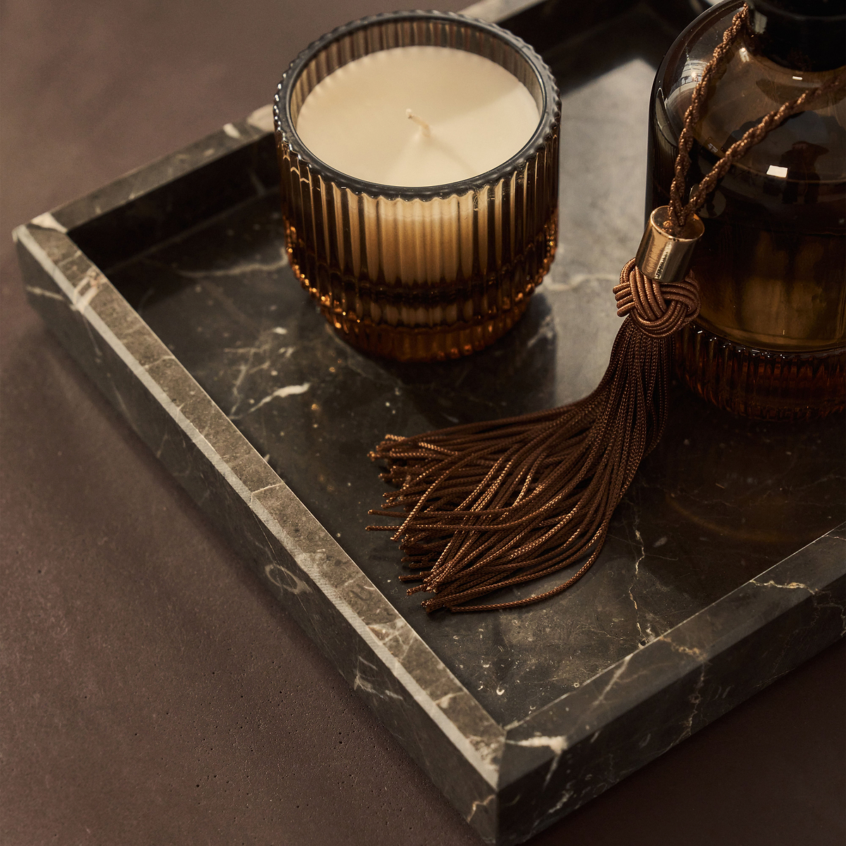 Travara - Dark Emperador Marble Square Decorative Tray