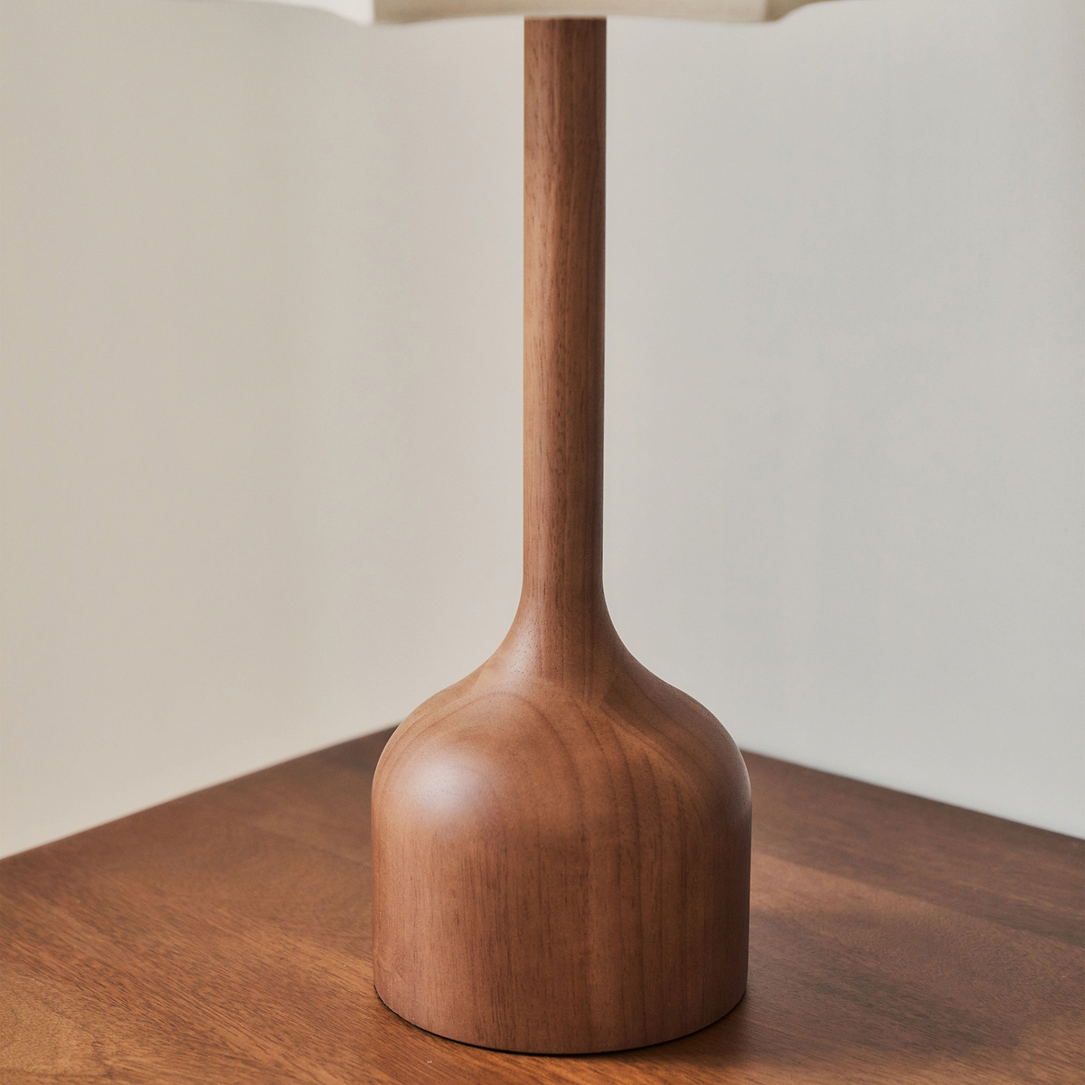Esme - Dark Wood Inverted Scallop Shade Table Lamp
