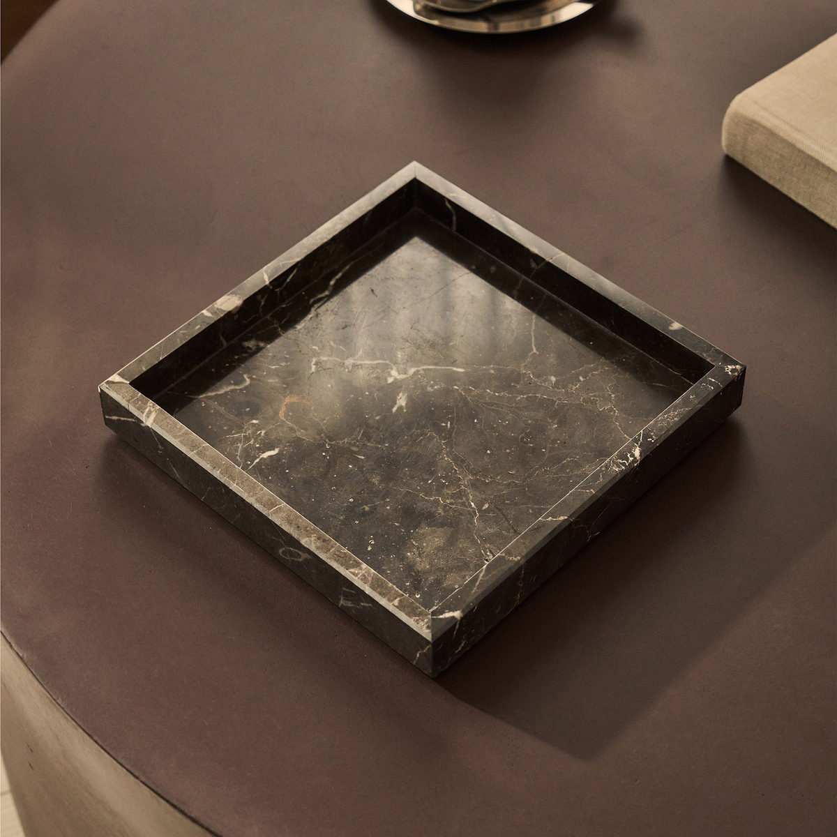 Travara - Dark Emperador Marble Square Decorative Tray