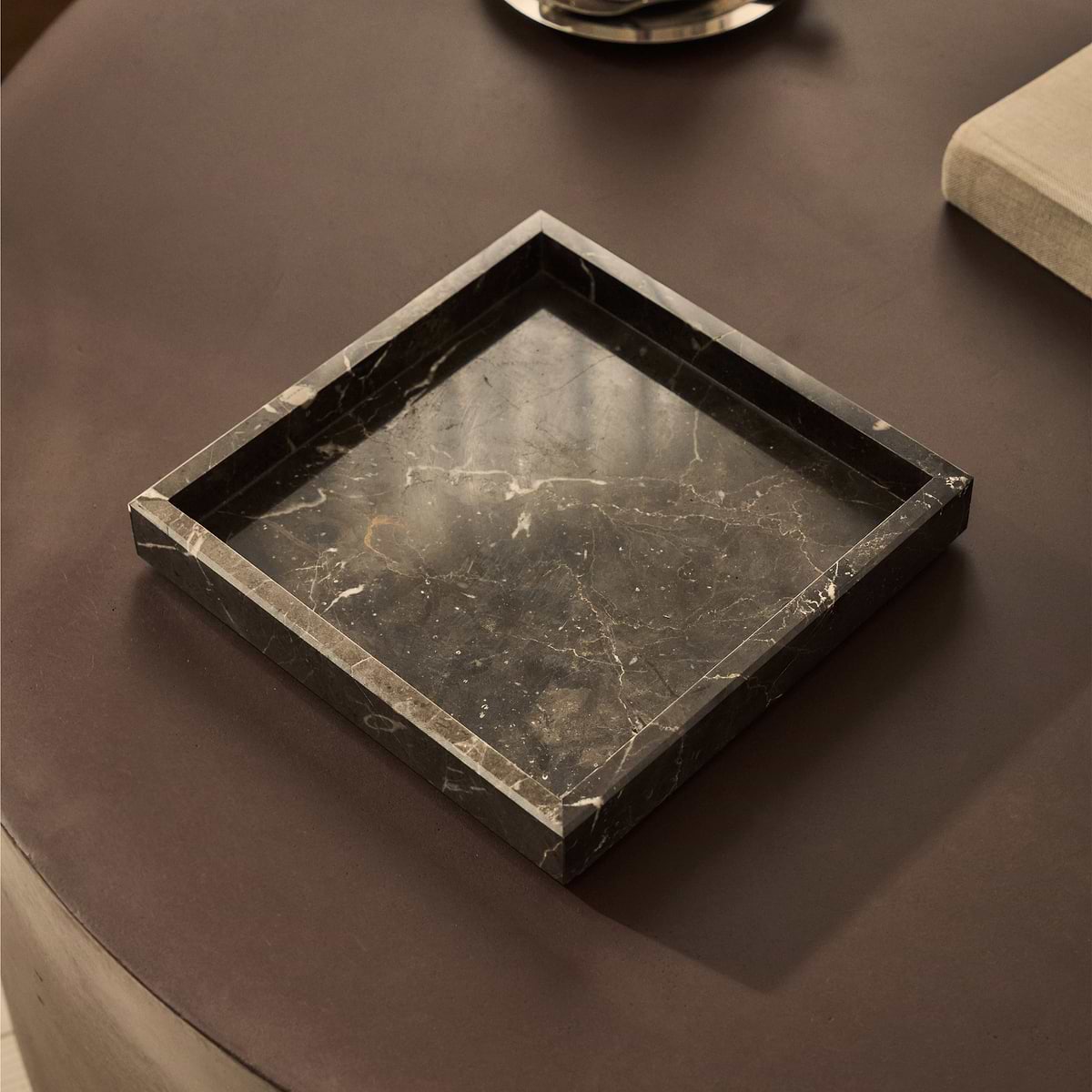 Travara - Dark Emperador Marble Square Decorative Tray