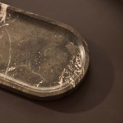 Travara - Dark Emperador Marble Oval Decorative Tray
