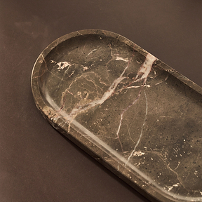 Travara - Dark Emperador Marble Oval Decorative Tray