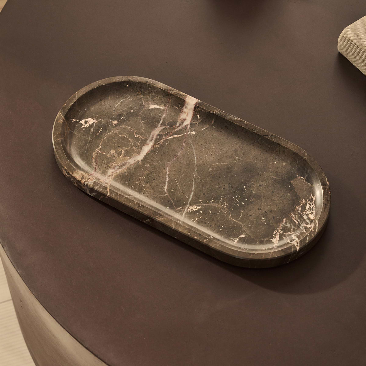 Travara - Dark Emperador Marble Oval Decorative Tray