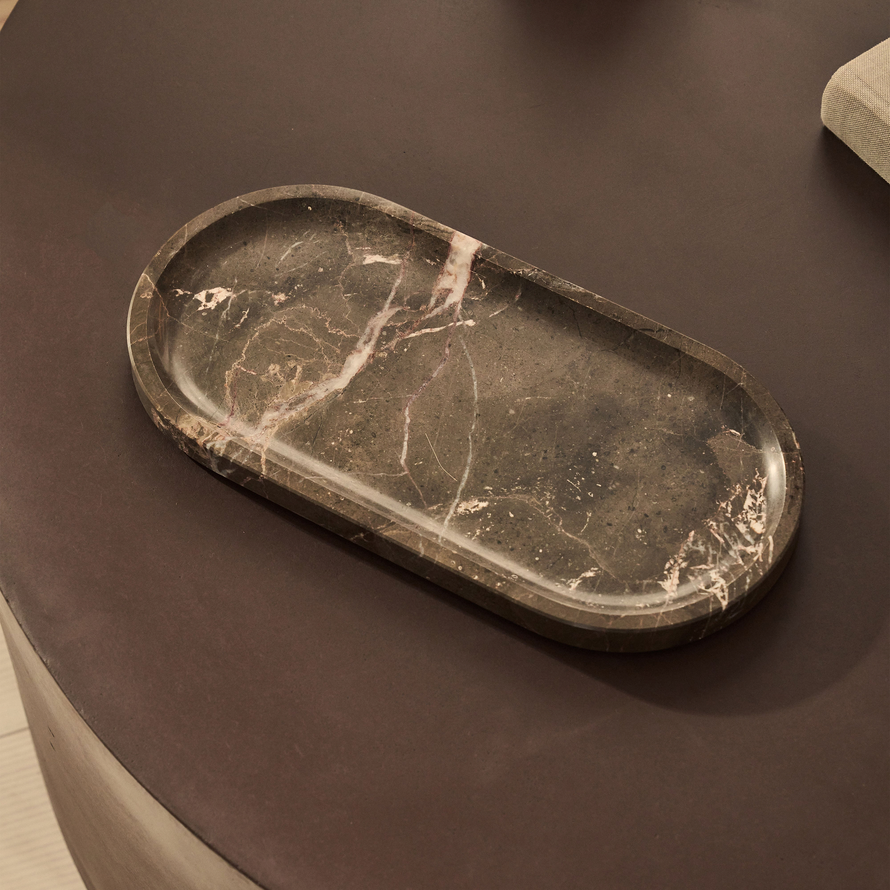 Travara - Dark Emperador Marble Oval Decorative Tray