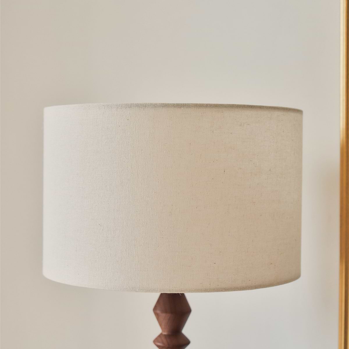 Ivy - Dark Wood Drum Shade Table Lamp