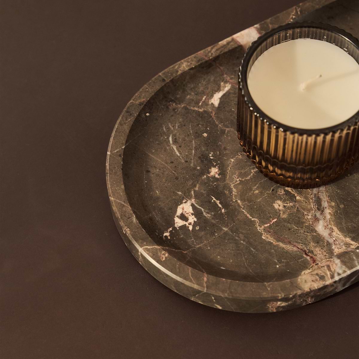 Travara - Dark Emperador Marble Oval Decorative Tray