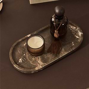 Travara - Dark Emperador Marble Oval Decorative Tray
