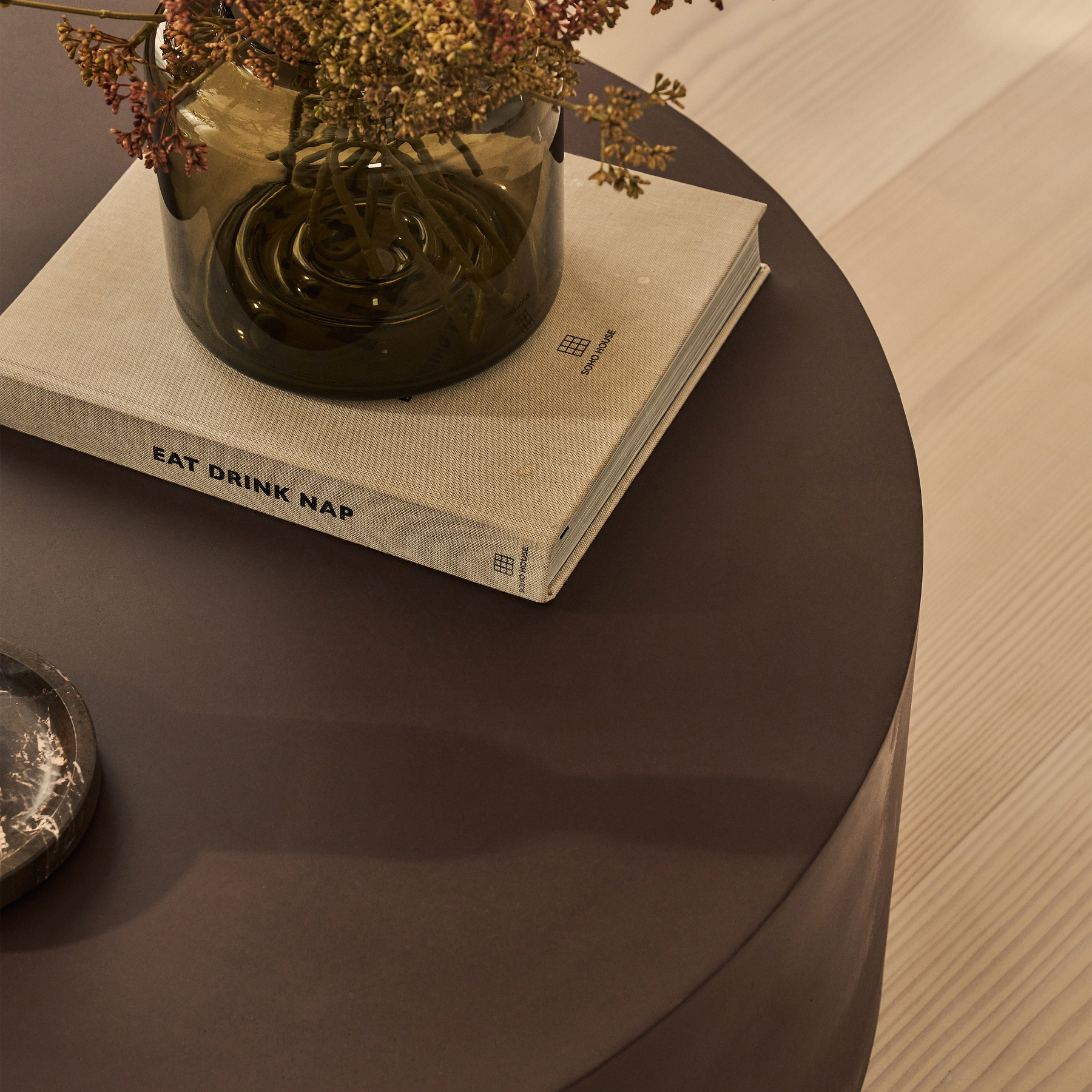 Angelo - Minimal Chocolate Brown Round Coffee Table Large