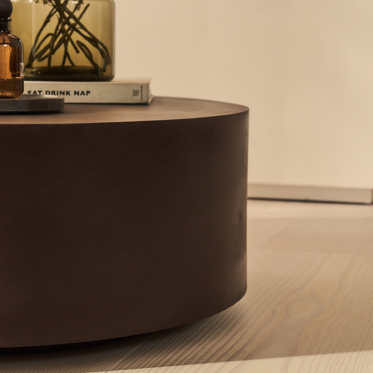 Angelo - Minimal Chocolate Brown Round Coffee Table Large