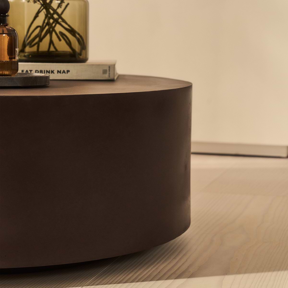 Angelo - Minimal Chocolate Brown Round Coffee Table Large