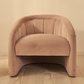 Camille - Curved Velvet Accent Chair Blushed Pink