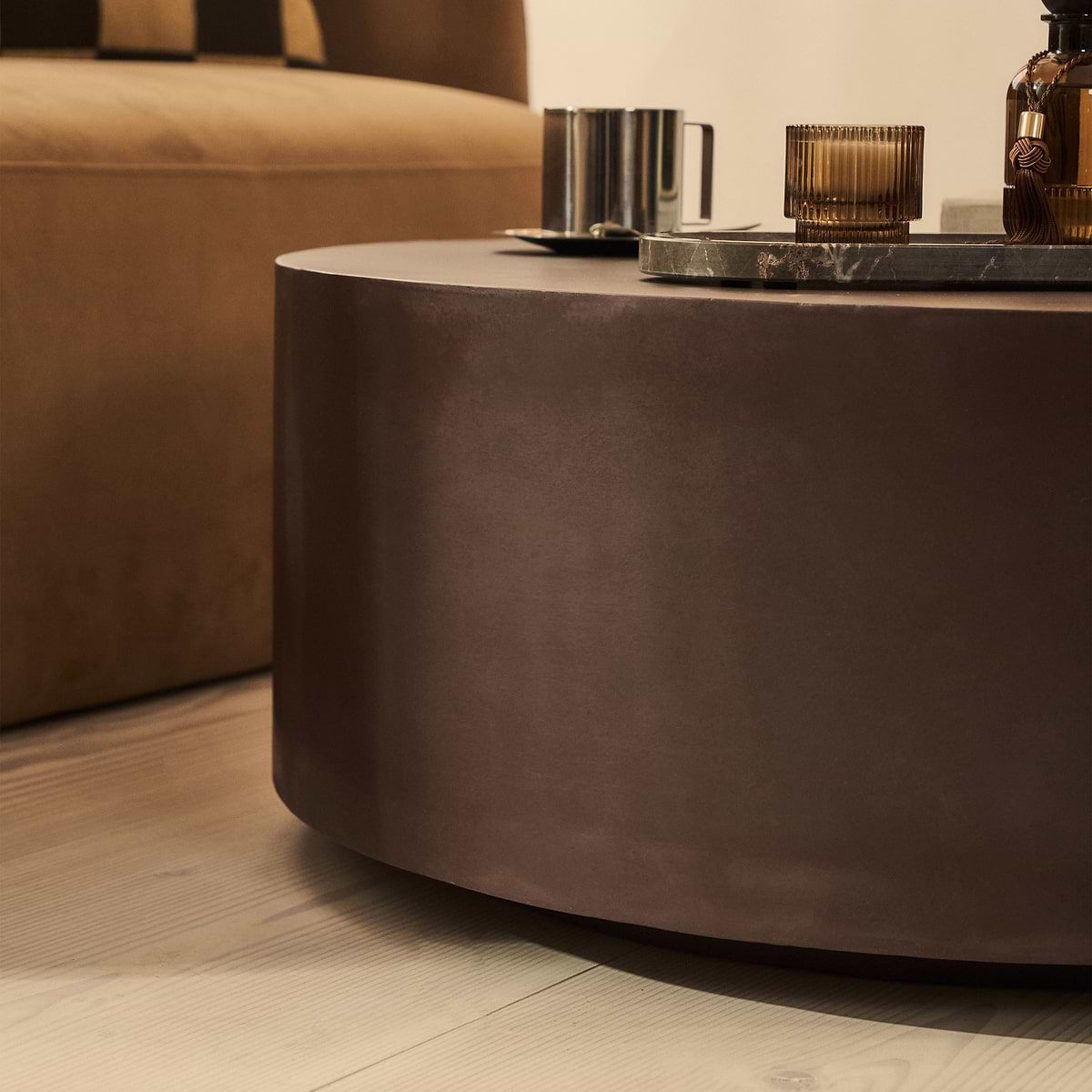 Angelo - Minimal Chocolate Brown Round Coffee Table Large