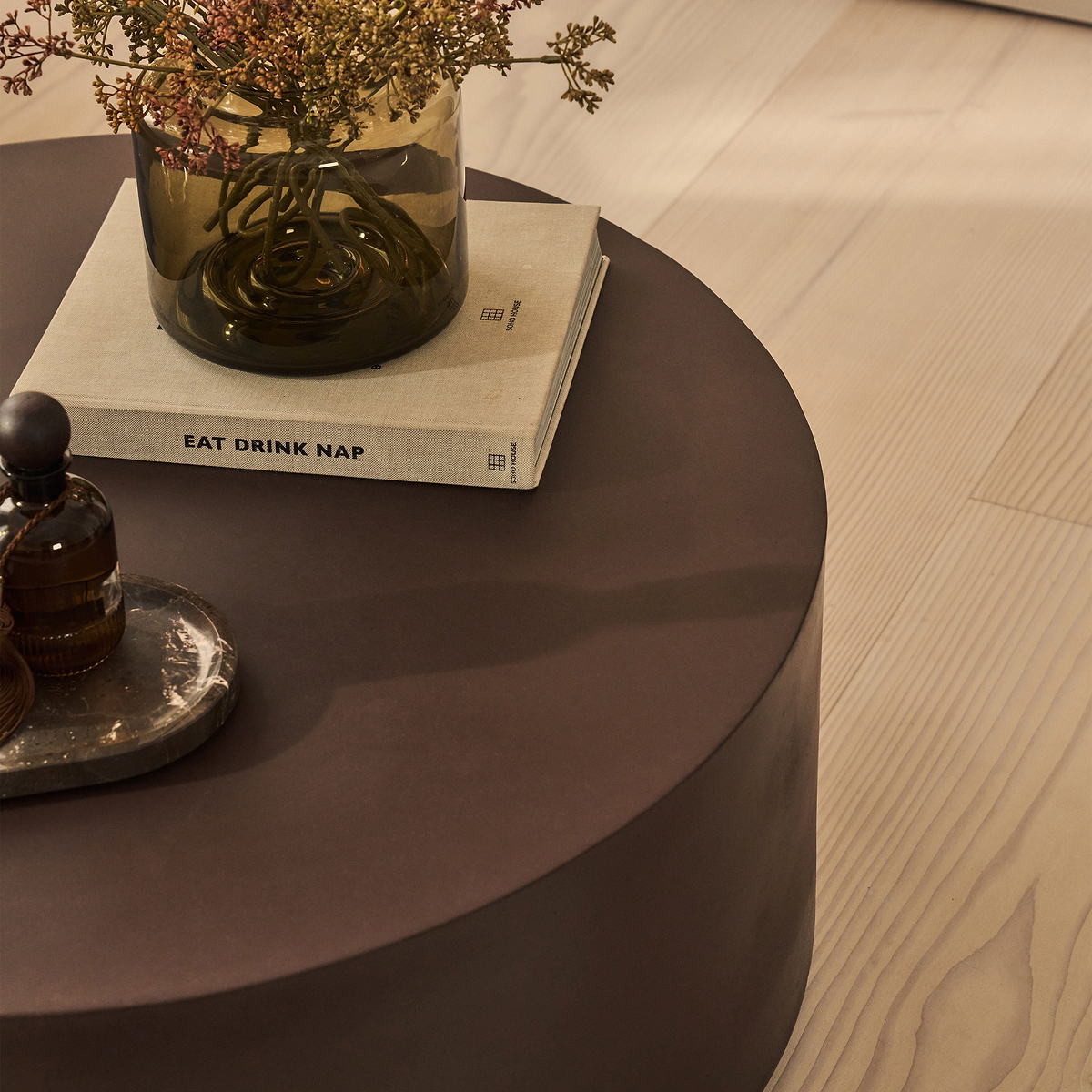 Angelo - Minimal Chocolate Brown Round Coffee Table Large