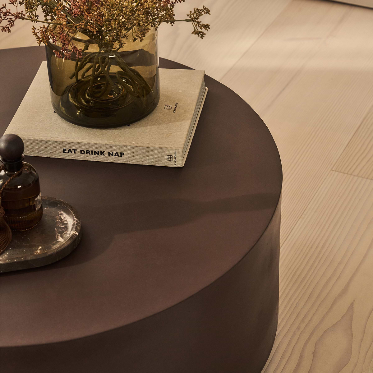 Angelo - Minimal Chocolate Brown Round Coffee Table Large