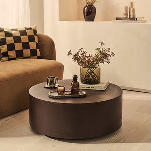 Angelo - Minimal Chocolate Brown Round Coffee Table Large