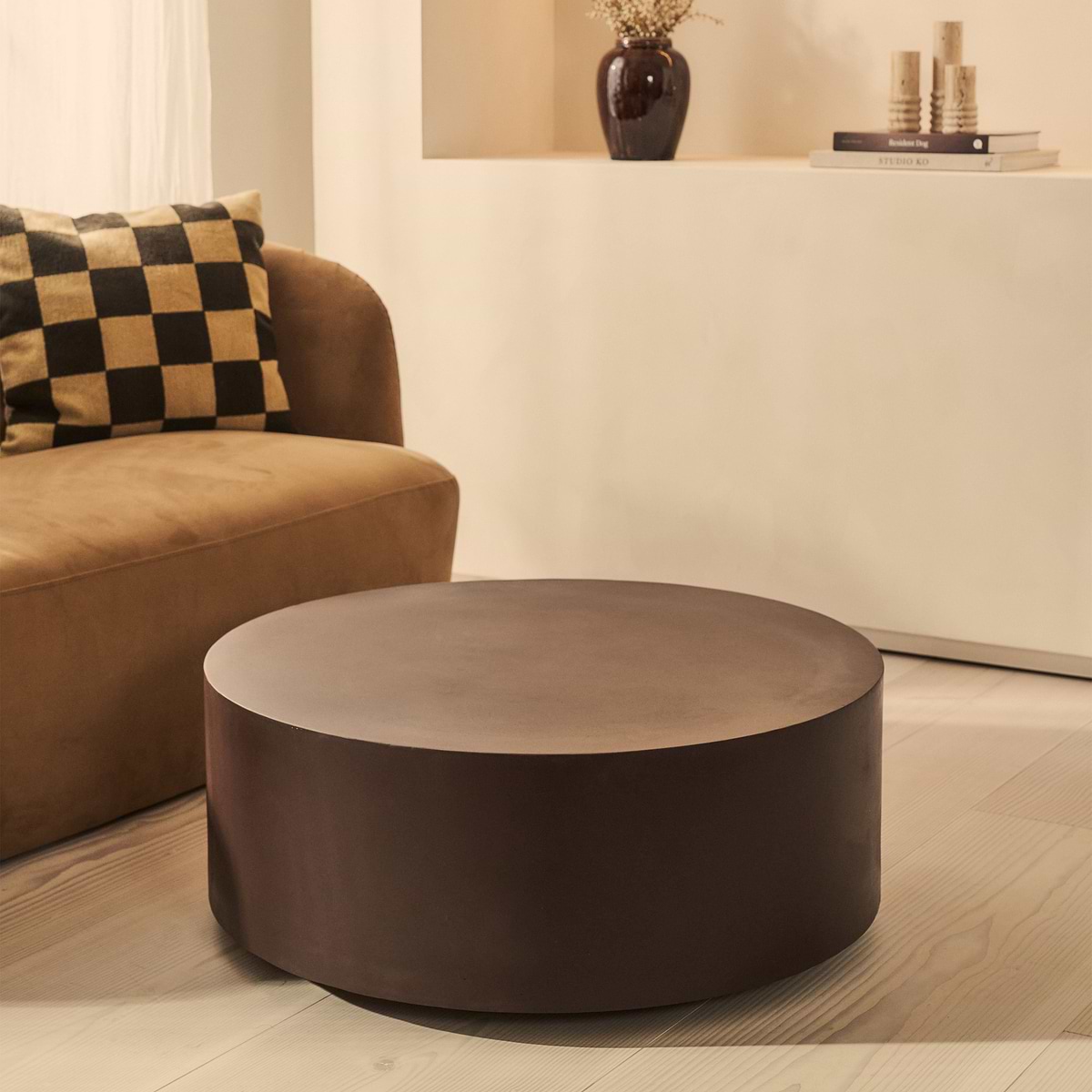 Angelo - Minimal Chocolate Brown Round Coffee Table Large