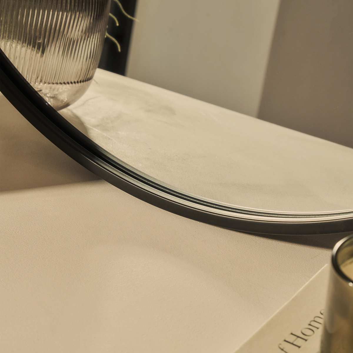 Metro - Black Metal Round Wall Mirror 70cm x 70cm