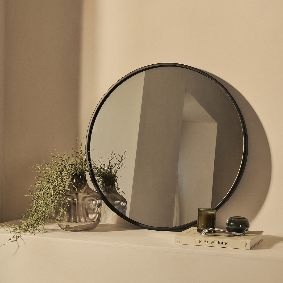 Metro - Black Metal Round Wall Mirror 70cm x 70cm