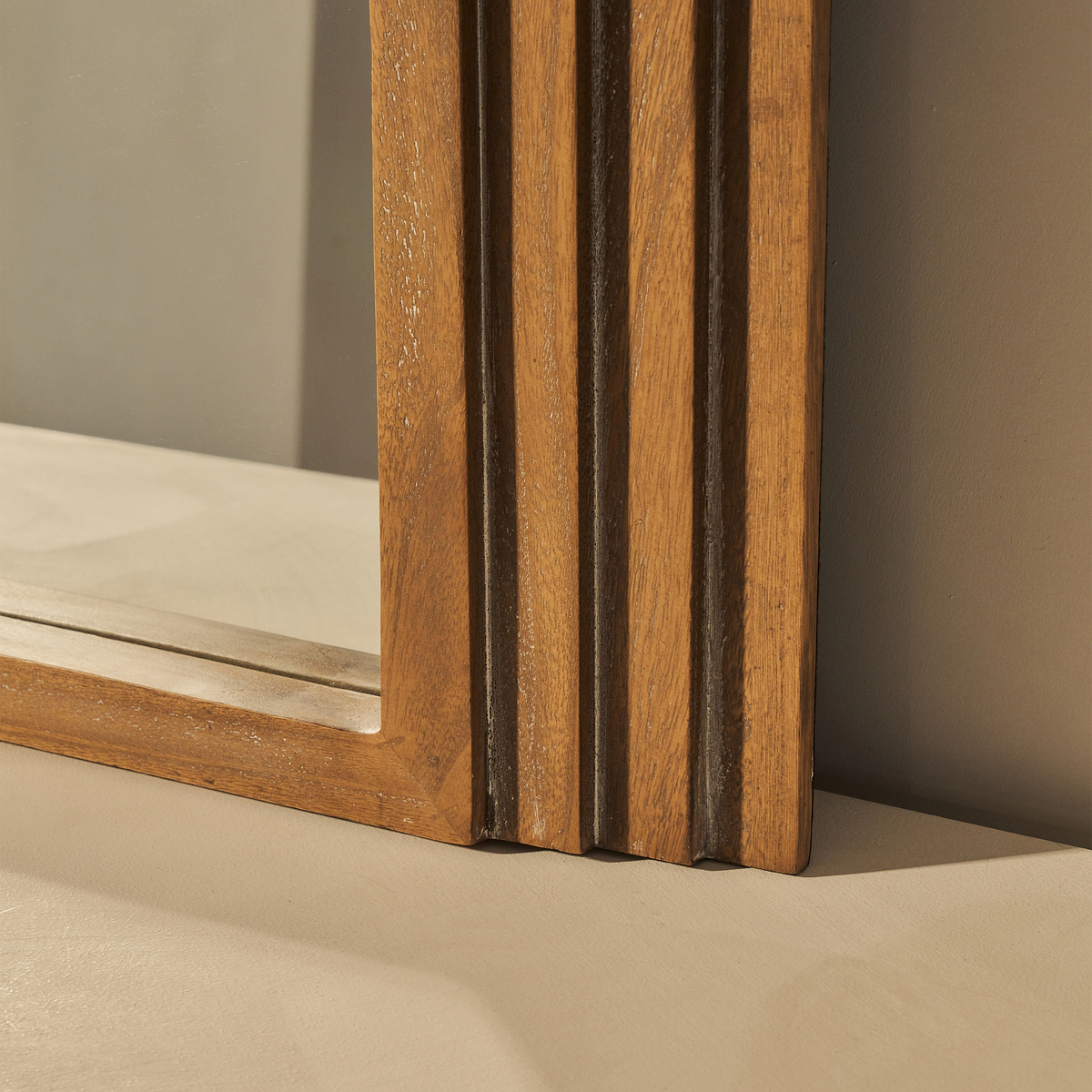 Luciana - Washed Wood Arched Overmantle Mirror 120cm x 100cm