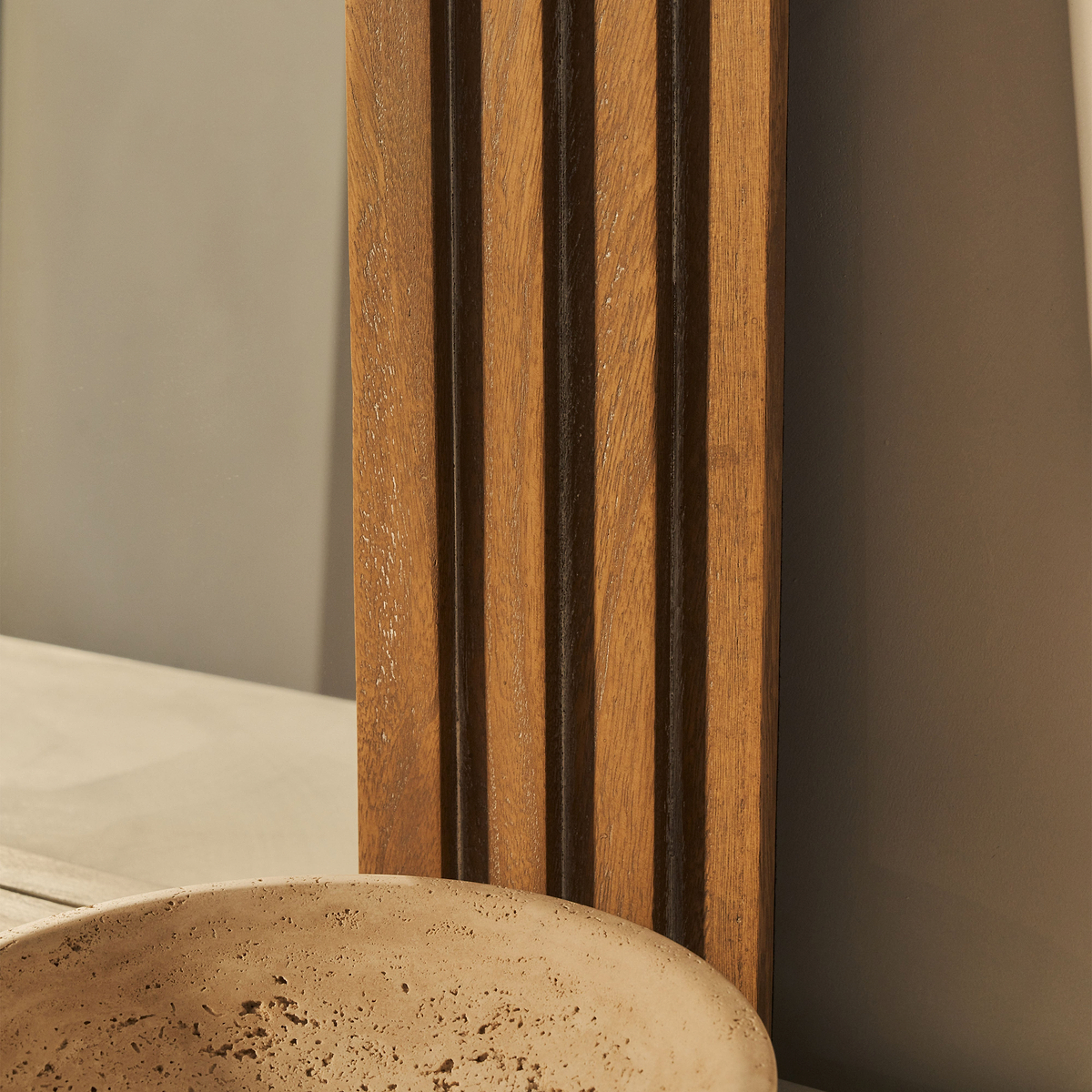 Luciana - Washed Wood Arched Overmantle Mirror 120cm x 100cm