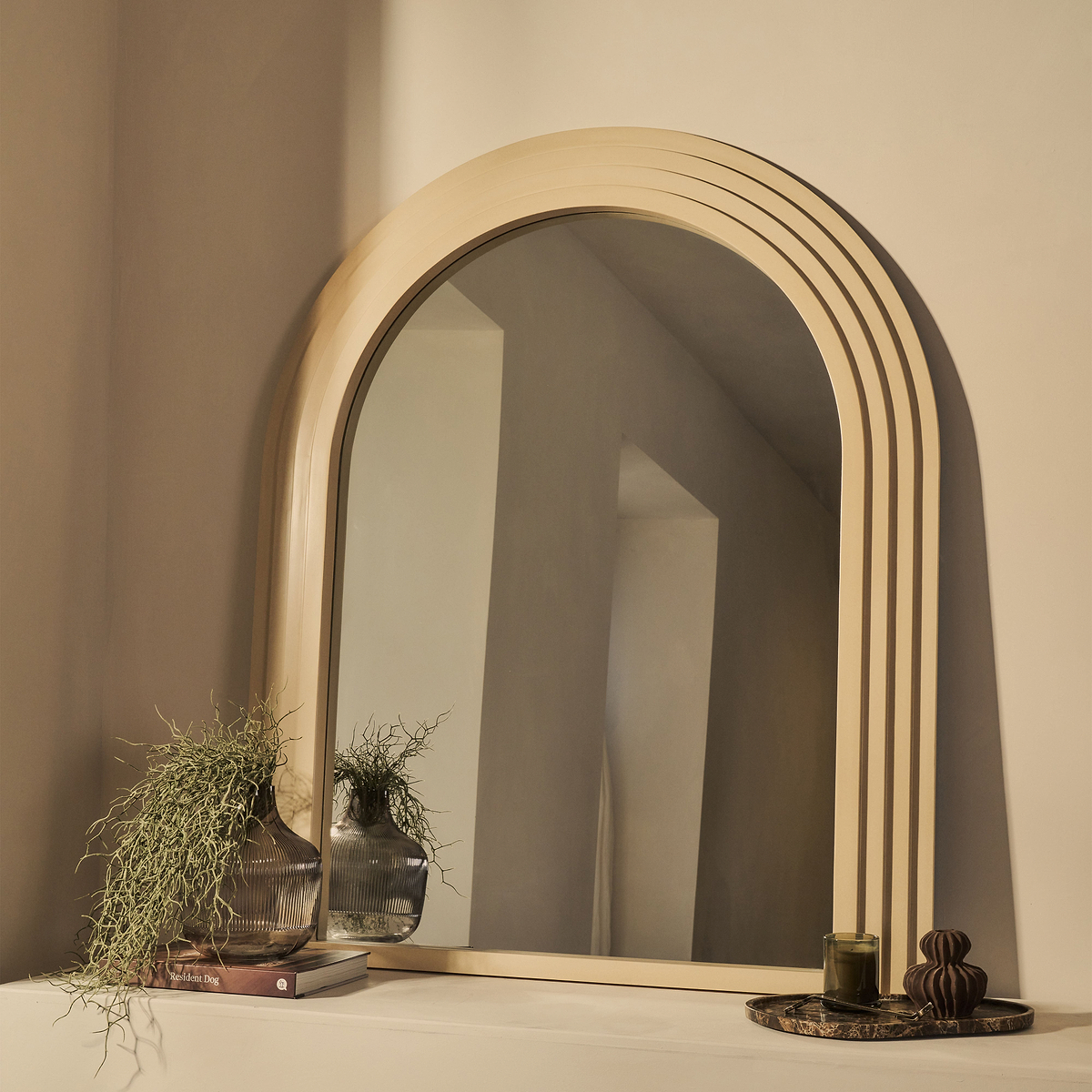 Luciana - Concrete Arched Overmantle Mirror 120cm x 100cm