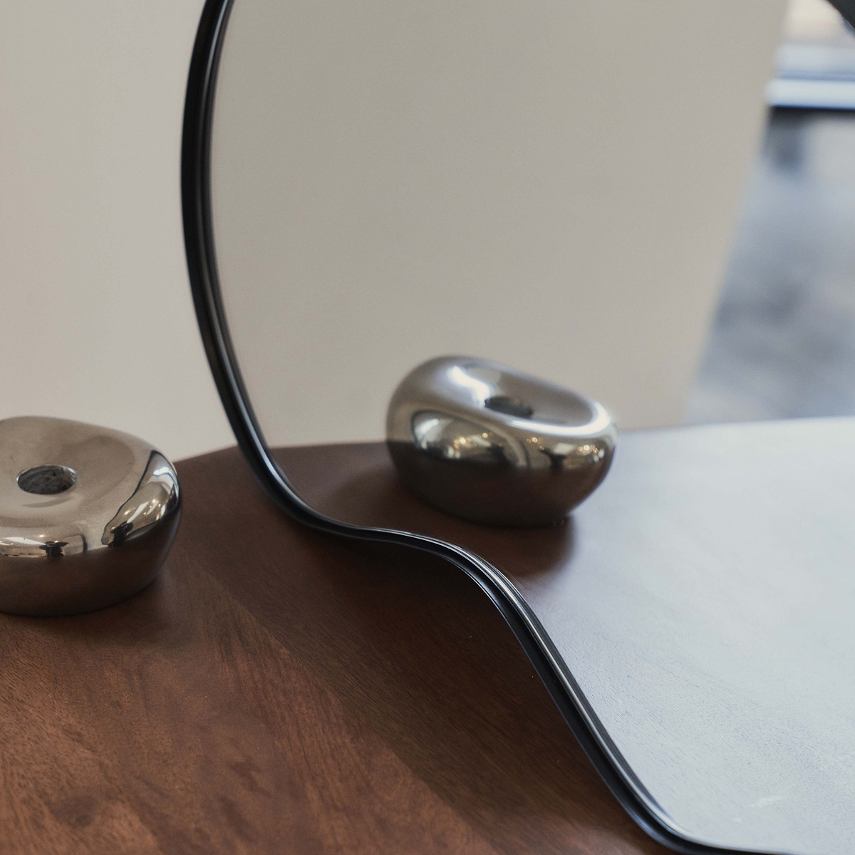 Ava - Black Pond Shaped Irregular Mirror 50cm x 30cm