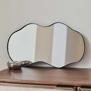 Ava - Black Pond Shaped Irregular Mirror 50cm x 30cm