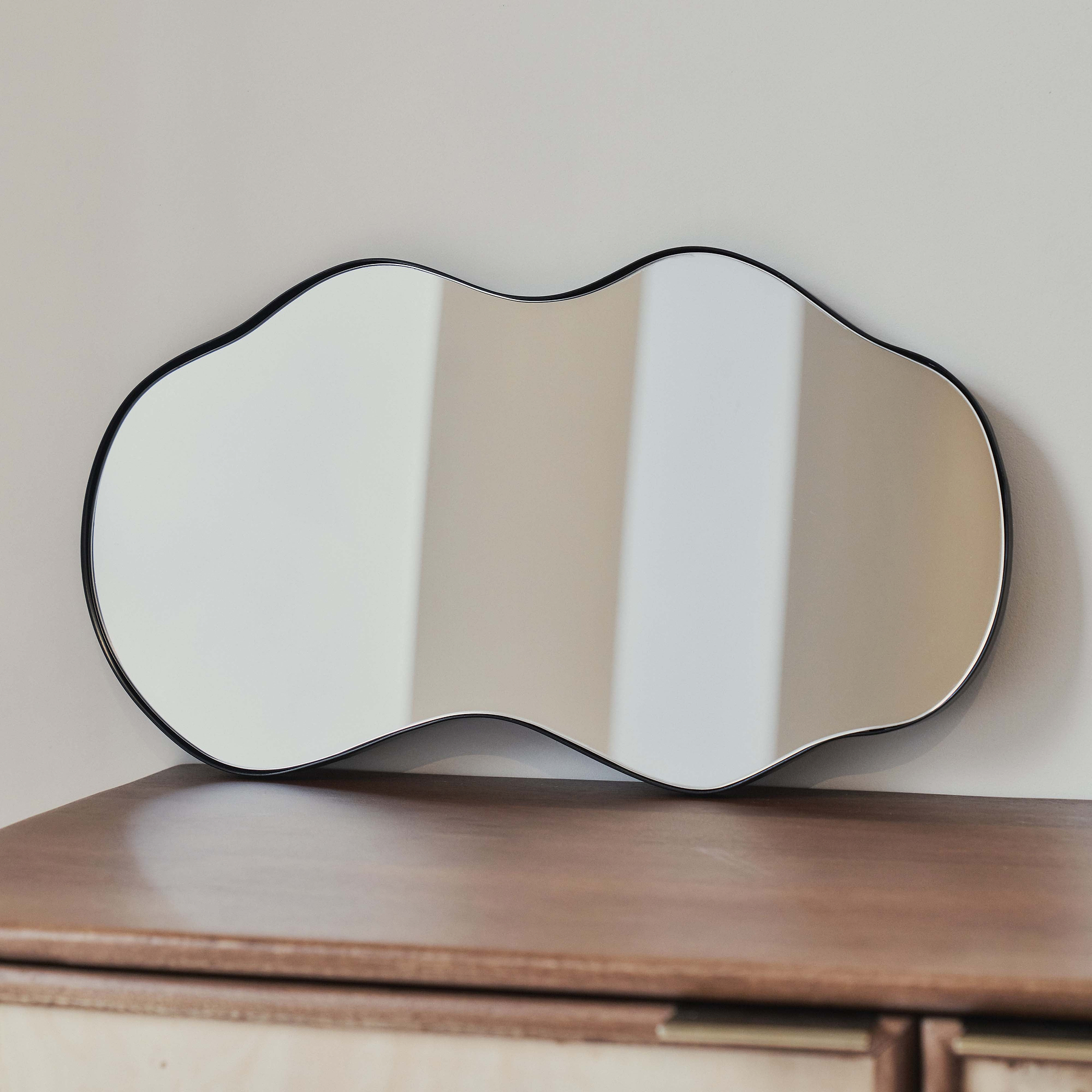 Ava - Black Pond Shaped Irregular Mirror 50cm x 30cm
