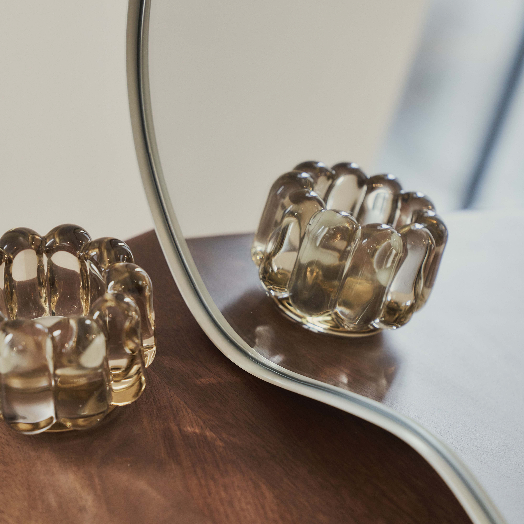 Ava - Ecru Pond Shaped Irregular Mirror 50cm x 30cm