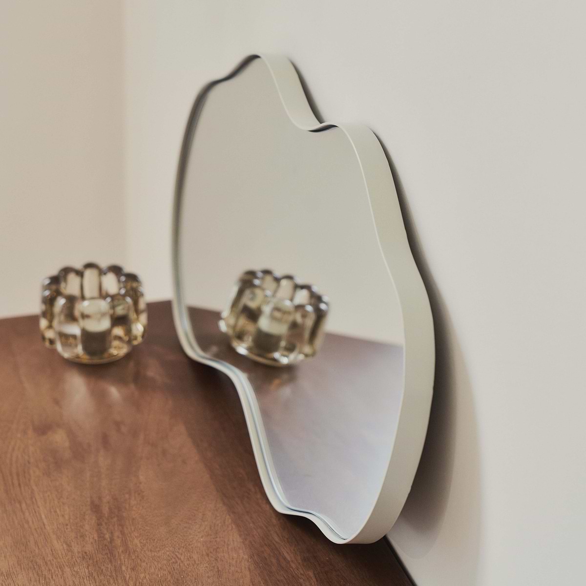 Ava - Ecru Pond Shaped Irregular Mirror 50cm x 30cm