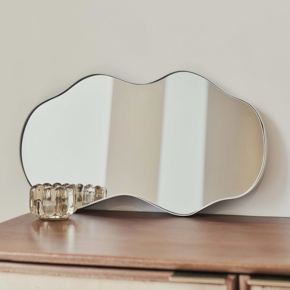 Ava - Ecru Pond Shaped Irregular Mirror 50cm x 30cm
