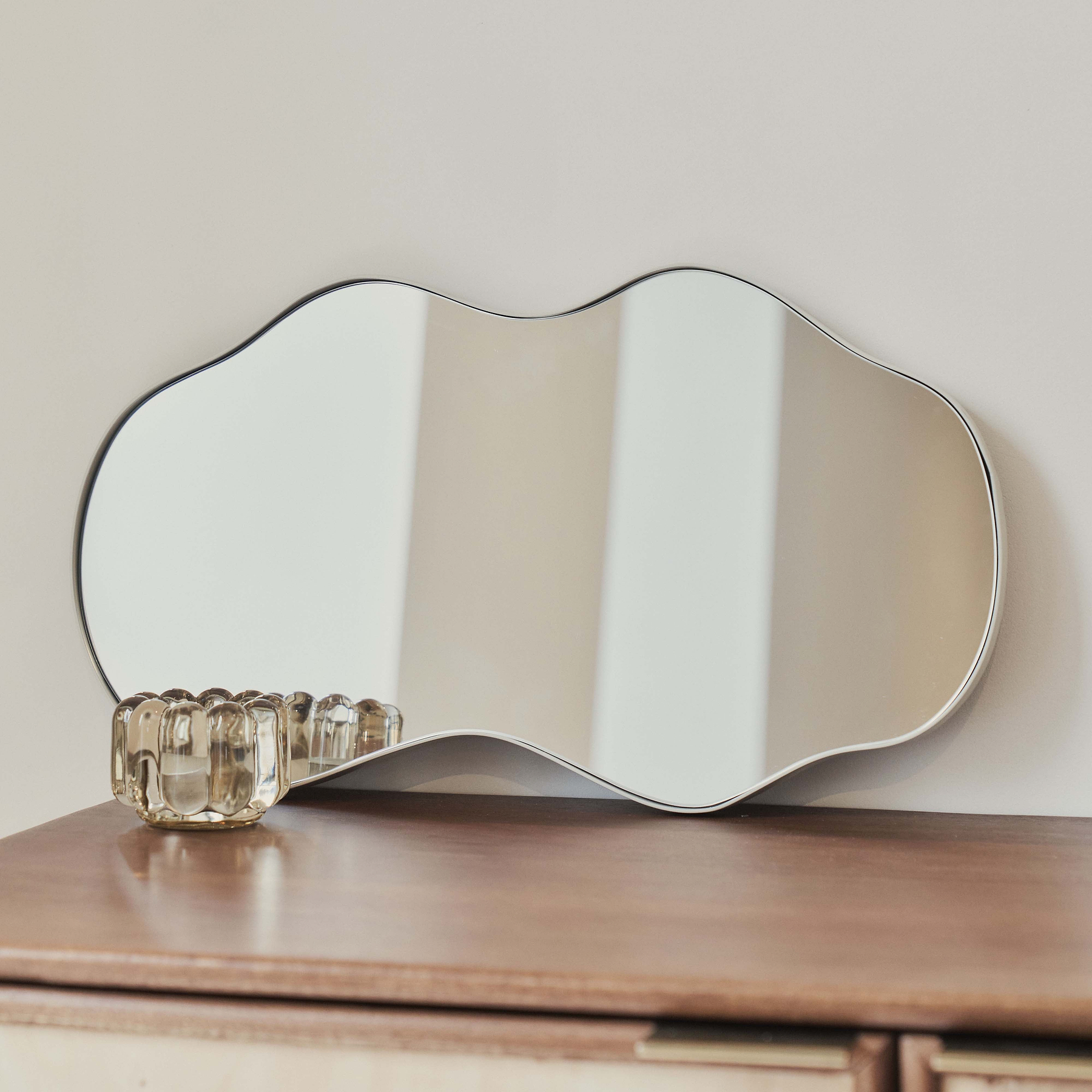 Ava - Ecru Pond Shaped Irregular Mirror 50cm x 30cm