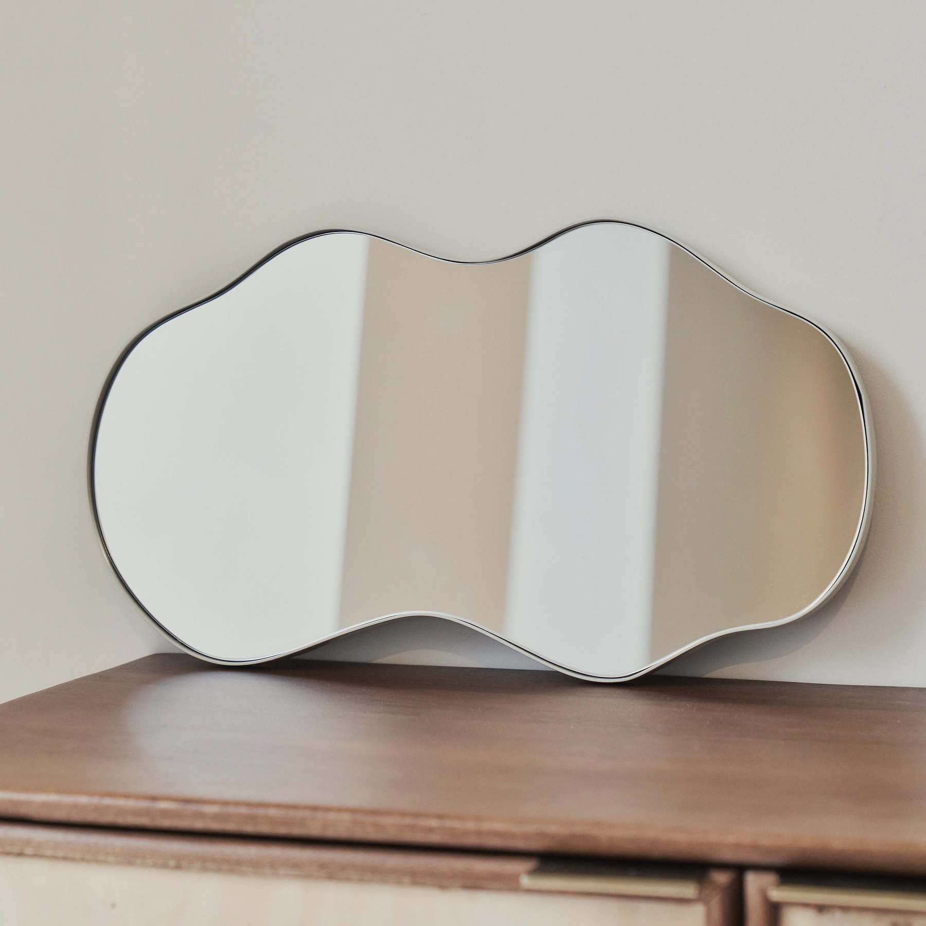 Ava - Ecru Pond Shaped Irregular Mirror 50cm x 30cm