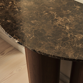 Trivium - Dark Emperador Curved Dark Wood Premium Console Table