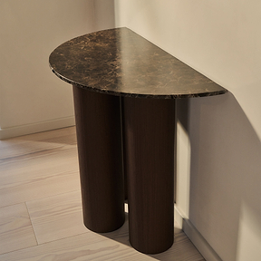 Trivium - Dark Emperador Curved Dark Wood Premium Console Table
