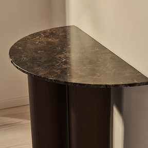 Trivium - Dark Emperador Curved Dark Wood Premium Console Table