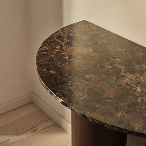 Trivium - Dark Emperador Curved Dark Wood Premium Console Table