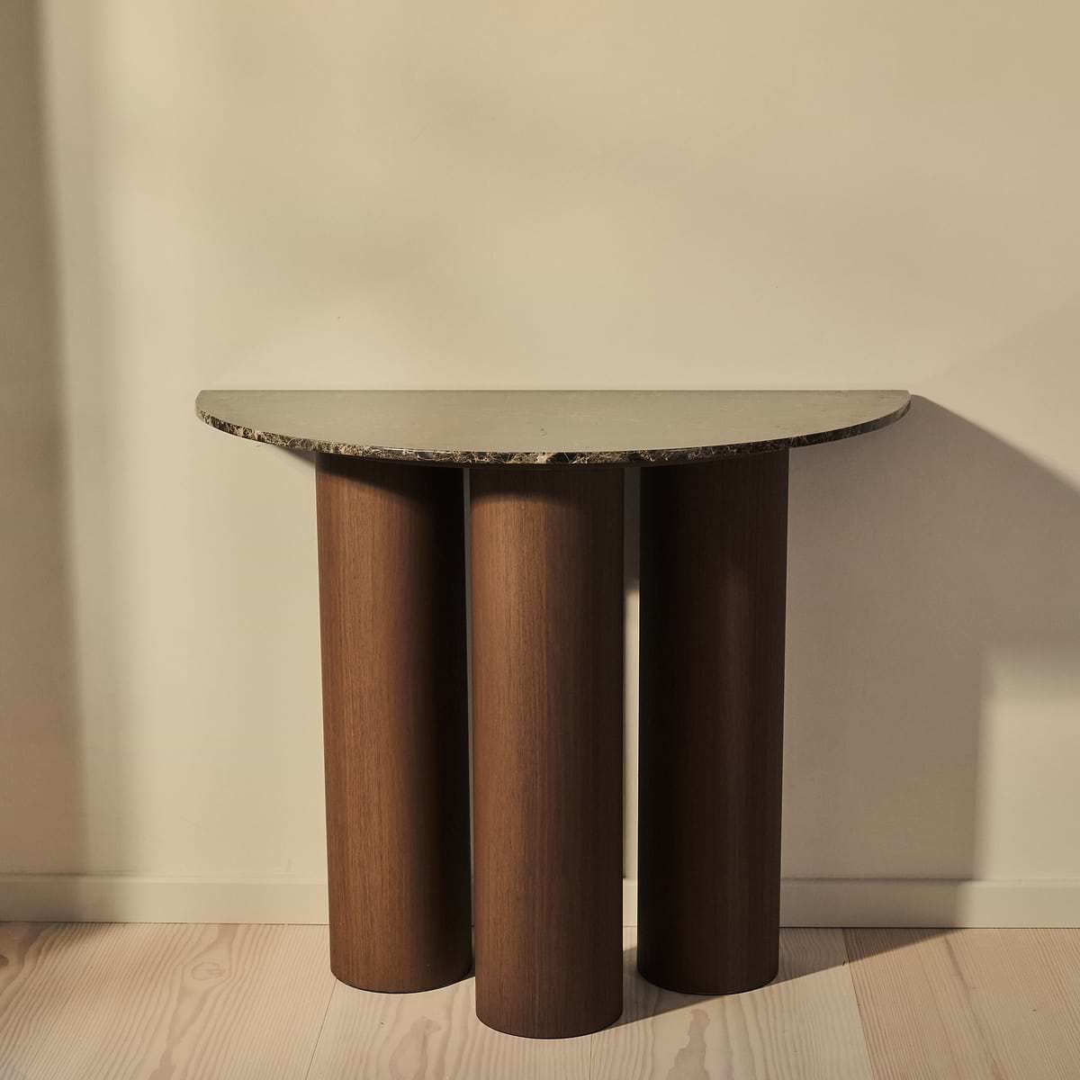 Trivium - Dark Emperador Curved Dark Wood Premium Console Table