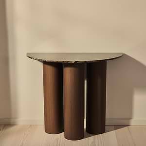 Trivium - Dark Emperador Curved Dark Wood Premium Console Table