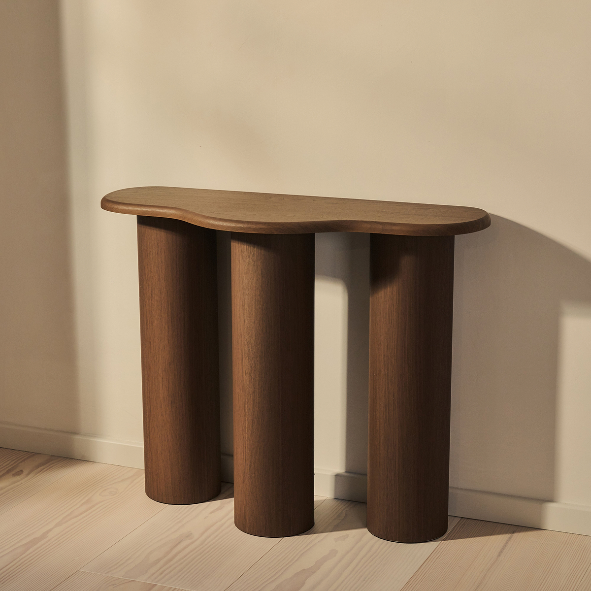 Savanna - Large Dark Wood Curved Wooden Console Table