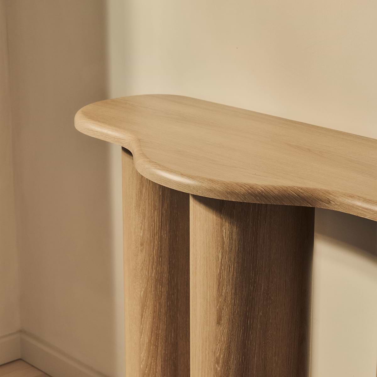 Savanna - Large Washed Wood Curved Wooden Console Table